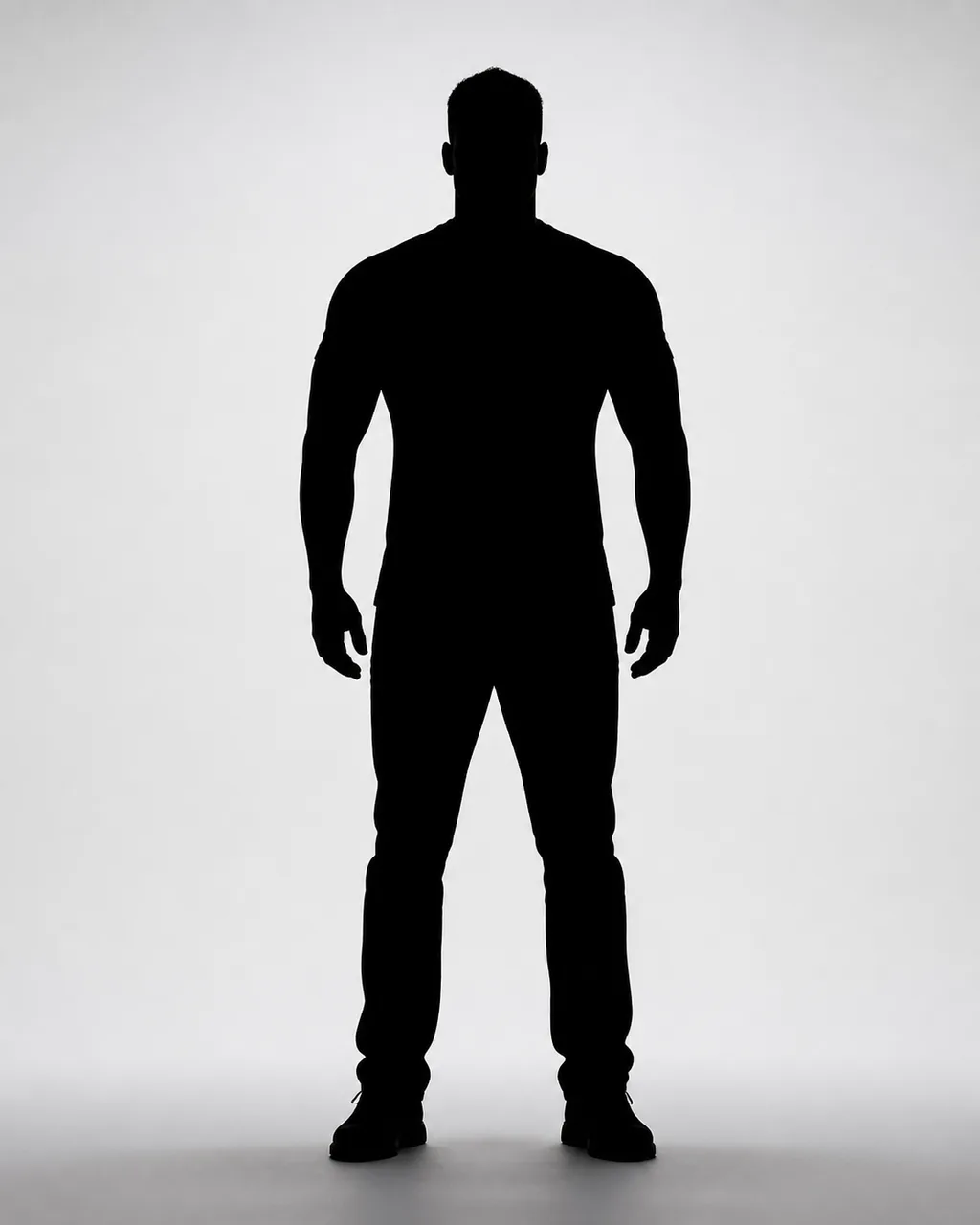 Minh họa cho “Silhouette cơ thể”: a clean broad-shouldered silhouette against a plain background.