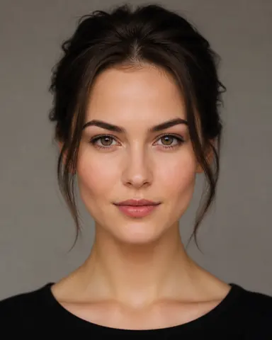 Minh họa cho “Dáng khuôn mặt”: a centered portrait of a person with a heart-shaped face.