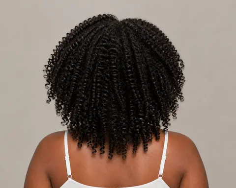 Minh họa cho “Kết cấu tóc”: voluminous coily hair with clearly defined strands.