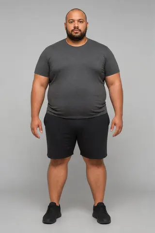 Minh họa cho “Dáng người”: a full-body portrait of an adult with a broad build.