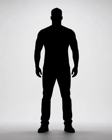 Minh họa cho “Silhouette cơ thể”: a clean broad-shouldered silhouette against a plain background.