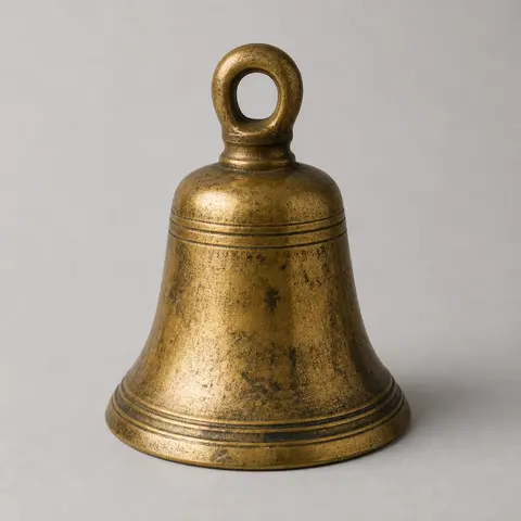 Minh họa cho “Kim loại”: an aged brass bell with warm gold color and dark patina.
