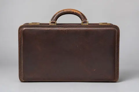 Minh họa cho “Vị trí hao mòn”: a leather case with wear concentrated around the handle.