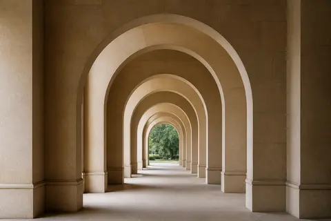 Minh họa cho “chồng lớp rõ ràng”: Overlapping arches establish progressive depth.