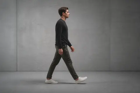 Minh họa cho “chuyển động theo trục ngang”: Camera moves left to right beside the subject.