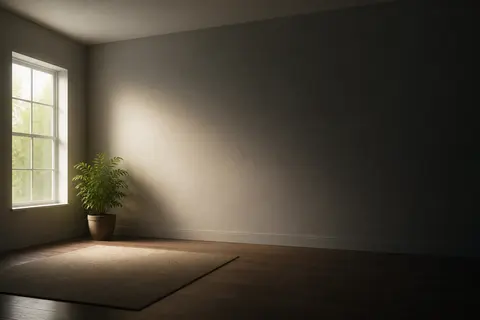 Minh họa cho “suy giảm từ từ”: Brightness tapers smoothly across the room.