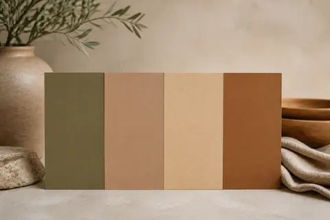 Minh họa cho “bảng màu đất”: Olive, clay, sand, and warm brown.