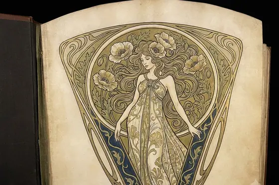 Art Nouveau — A woman with flowing hair and floral patterns., kết quả Gemini.