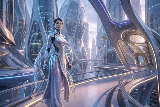 Neo-Futurism — A Vietnamese woman who is half human, half machine in the future., kết quả Gemini.