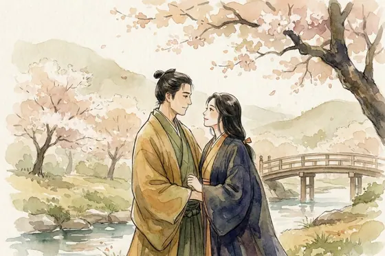 Studio Ghibli — An adult couple looking into each other's eyes., kết quả Gemini.