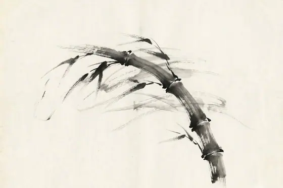 Sumi-e — A single bamboo stalk swaying in the wind. (Một thân tre đung đưa trong gió.), kết quả Gemini.